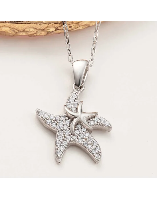 Gümüş Deniz Yıldızı Kadın Kolye