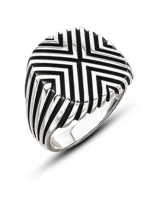 Gümüş Desenli Erkek Yüzük