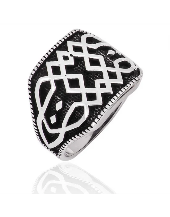 Gümüş Desenli Erkek Yüzük