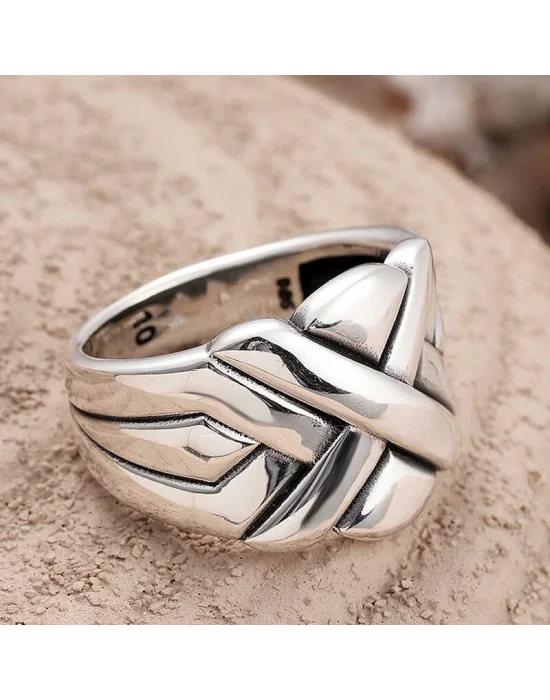 Gümüş Desenli Erkek Yüzük