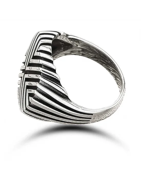 Gümüş Desenli Erkek Yüzük