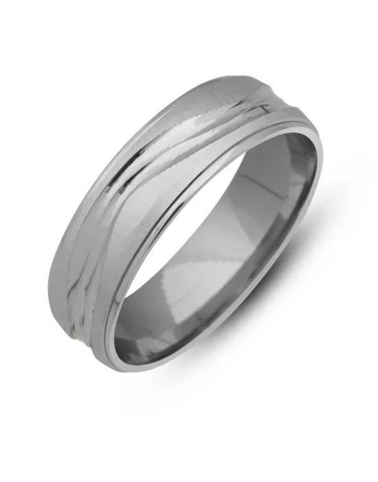 Gümüş Desenli Rodyum Alyans