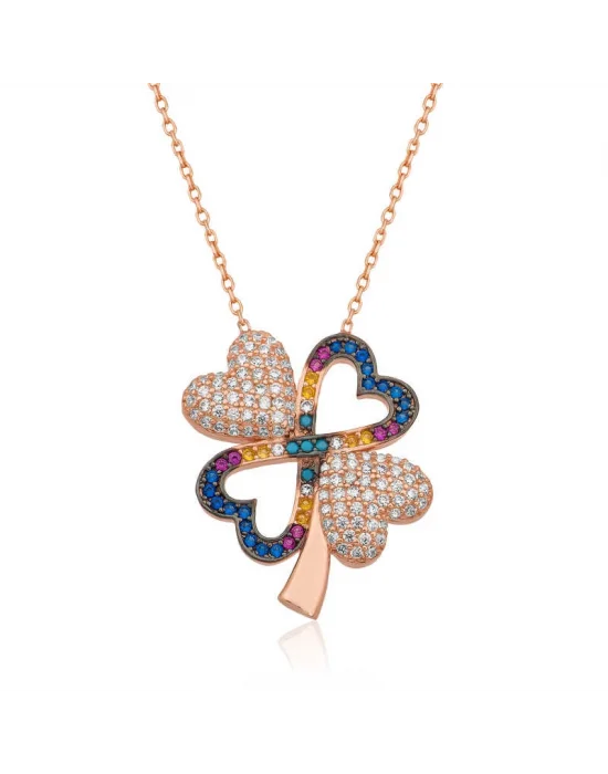 Gümüş Dört Yapraklı Yonca Bayan Kolye