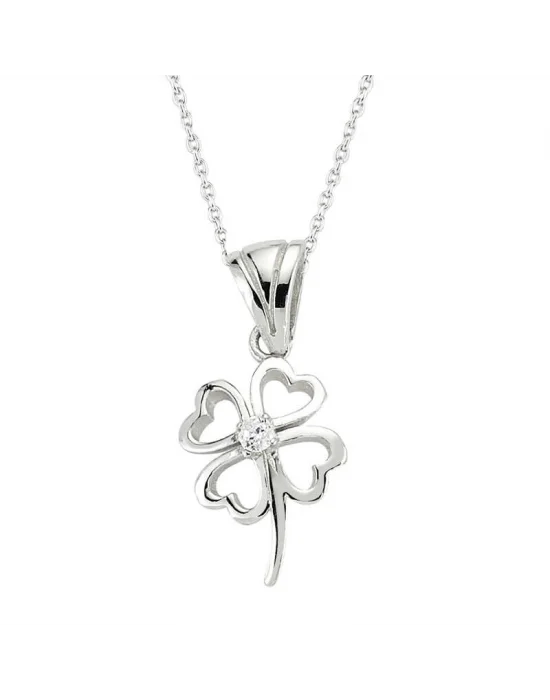 Gümüş Dört Yapraklı Yonca Bayan Kolye