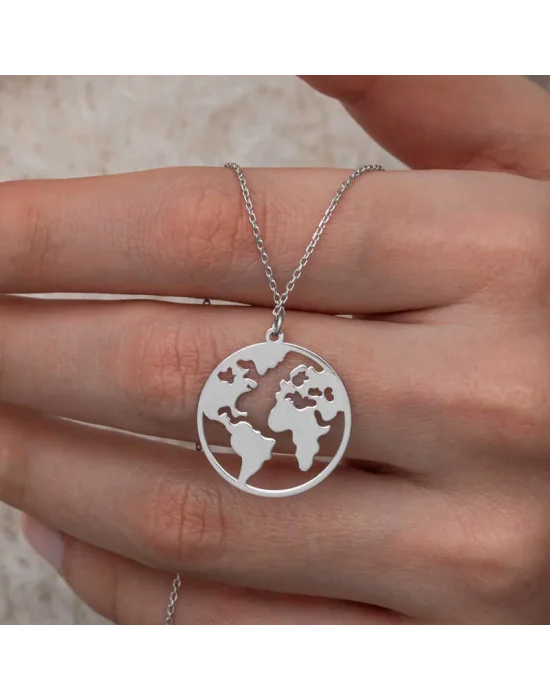 Gümüş Dünya Kadın Kolye