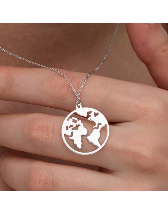 Gümüş Dünya Kadın Kolye