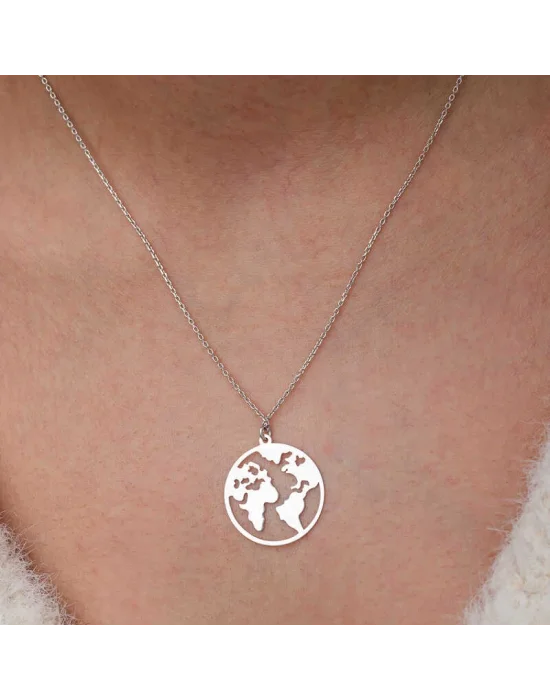 Gümüş Dünya Kadın Kolye