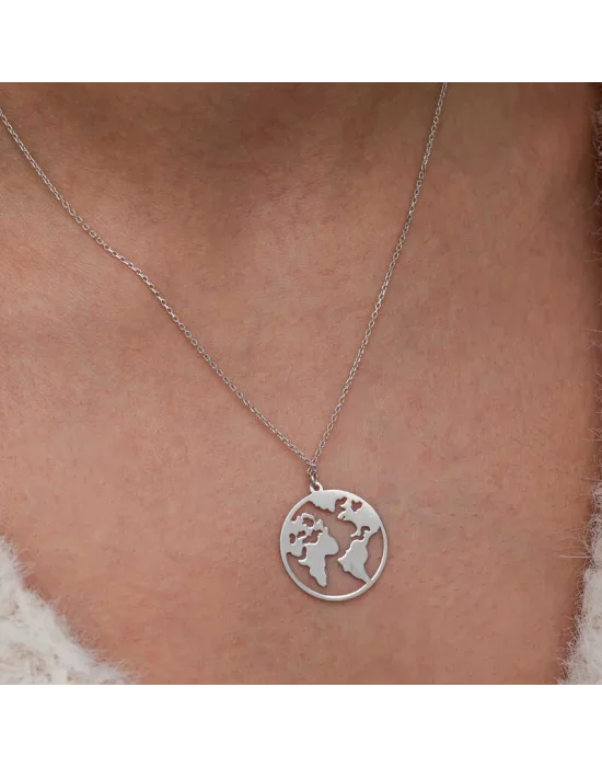 Gümüş Dünya Kadın Kolye