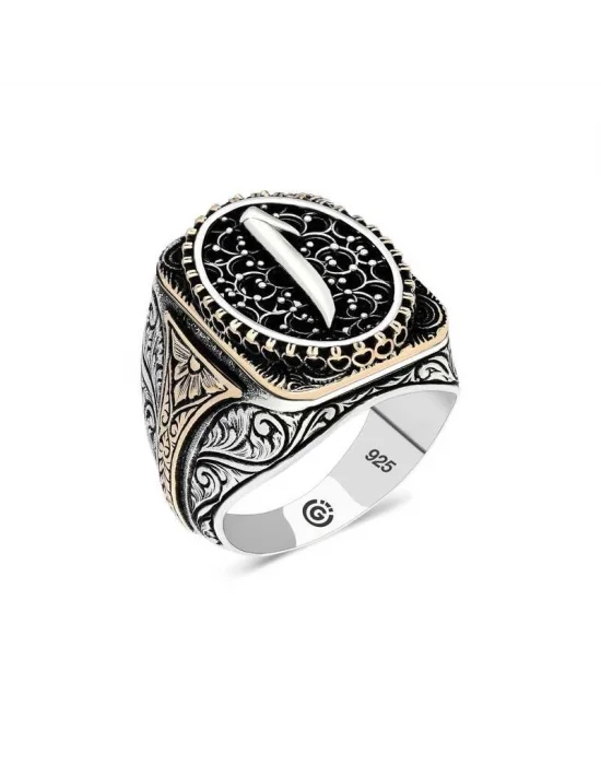 Gümüş Elif Oval Erkek Yüzük