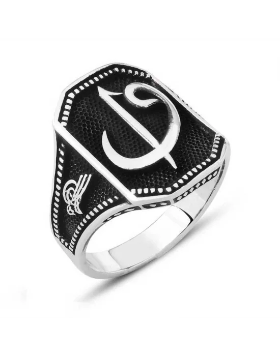 Gümüş Elif Vav Erkek Yüzük