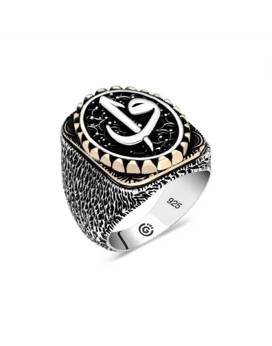 Gümüş Elif Vav Oval Erkek Yüzük