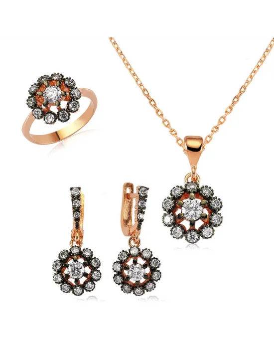 Gümüş Elmas Model Çiçek Bayan Set