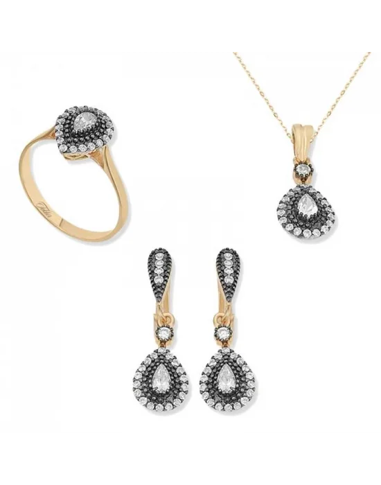 Gümüş Elmas Montür Damla Bayan Set