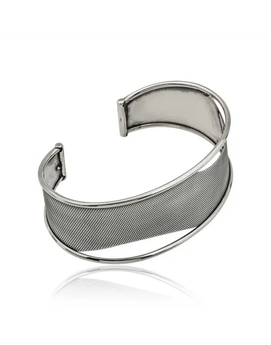 Gümüş Eskitme Desenli Bayan Bilezik