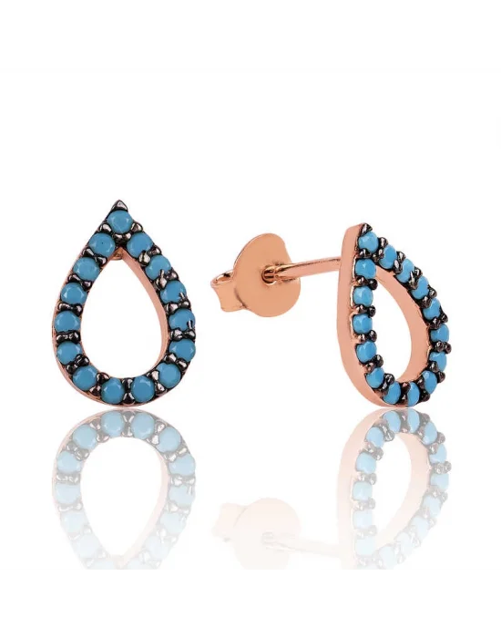 Gümüş Firuze Taşlı Aşk Damlası Küpe