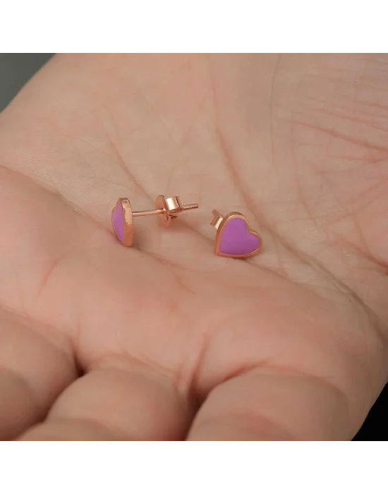 Gümüş Fosforlu Lila Kalp Küpe