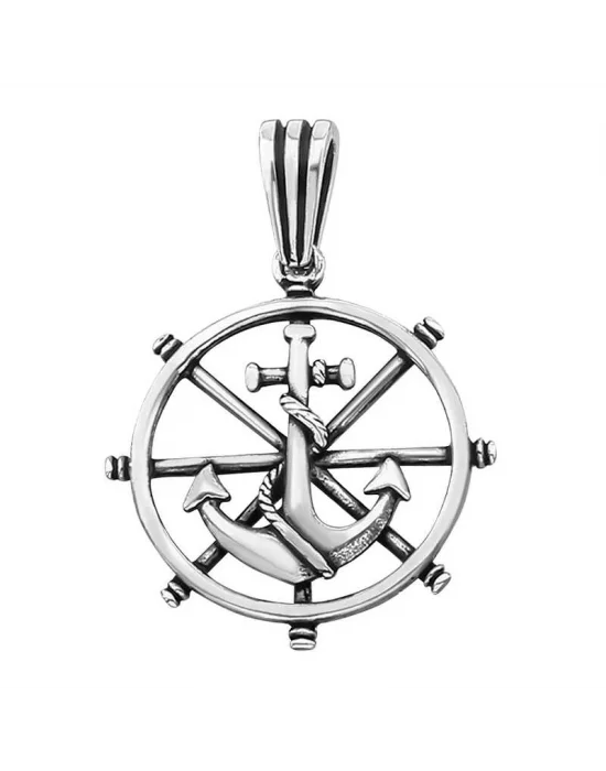 Gümüş Gemi Dümeni Erkek Kolye Ucu