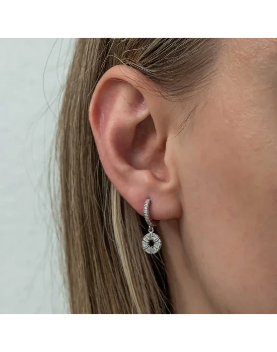 Gümüş Geometrik Desenli Kadın Küpe