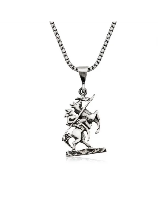 Gümüş Göktürk Süvarisi Kolye