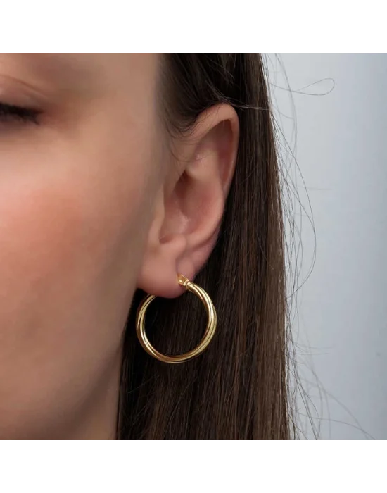 Gümüş Gold 3 mm Burgu Şarnel Küpe