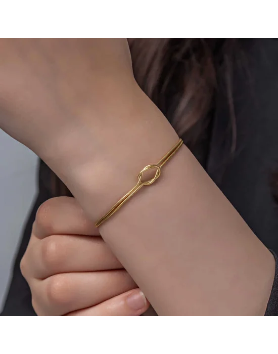 Gümüş Gold Aşk Düğüm Kadın Bileklik