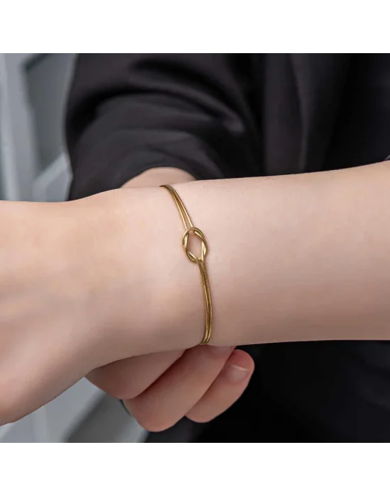 Gümüş Gold Aşk Düğüm Kadın Bileklik