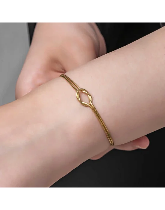 Gümüş Gold Aşk Düğüm Kadın Bileklik