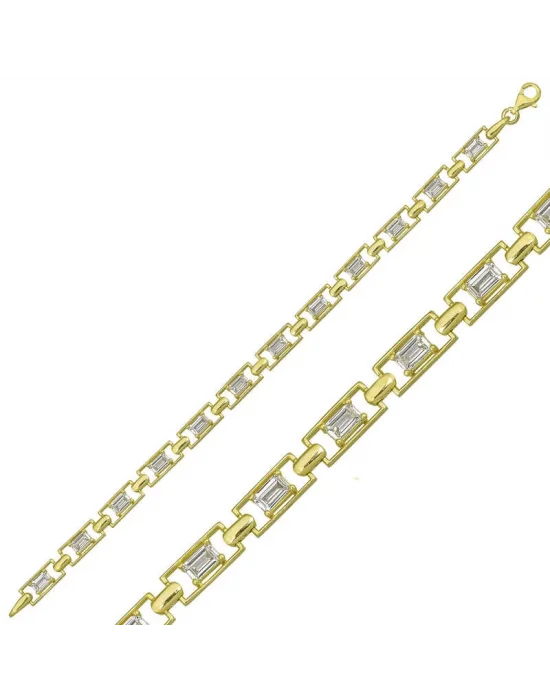 Gümüş Gold Baget Su Yolu Bayan Bileklik