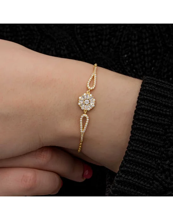 Gümüş Gold Baget Taşlı Kadın Bileklik