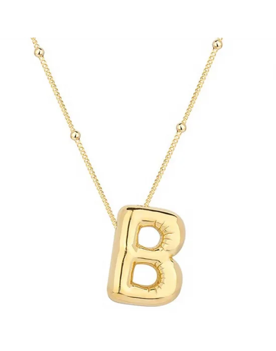 Gümüş Gold Balon B Harfi Kadın Kolye