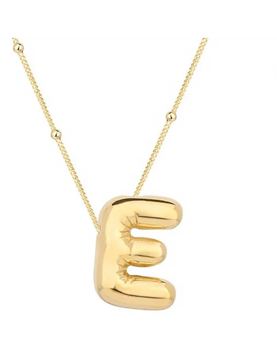 Gümüş Gold Balon E Harfi Kadın Kolye