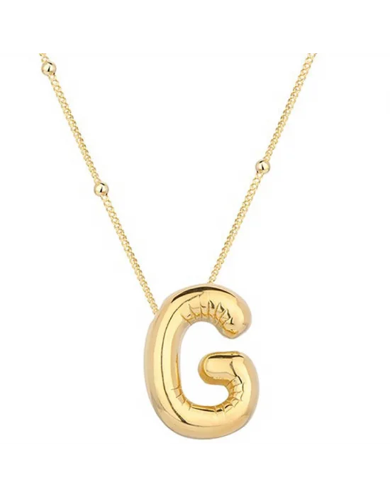 Gümüş Gold Balon G Harfi Kadın Kolye