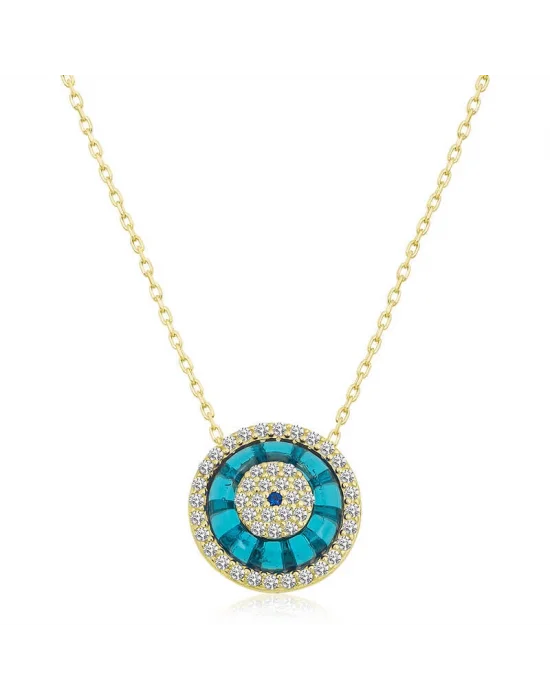 Gümüş Gold Camgöz Nazar Bayan Kolye