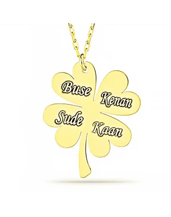 Gümüş Gold Dört Yaprak İsimli Yonca Bayan kolye