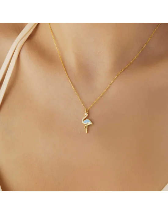 Gümüş Gold Flamingo Kadın Kolye