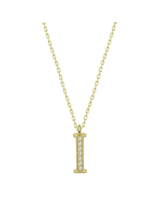 Gümüş Gold I Harfi Kadın Kolye