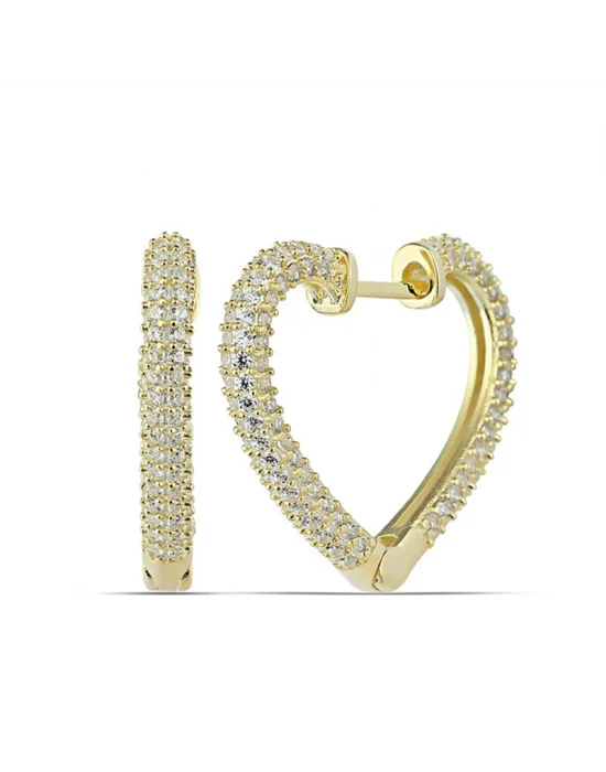 Gümüş Gold Kalp Kadın Küpe