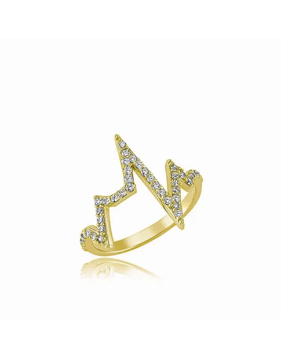 Gümüş Gold Kalp Ritmi Bayan Yüzük