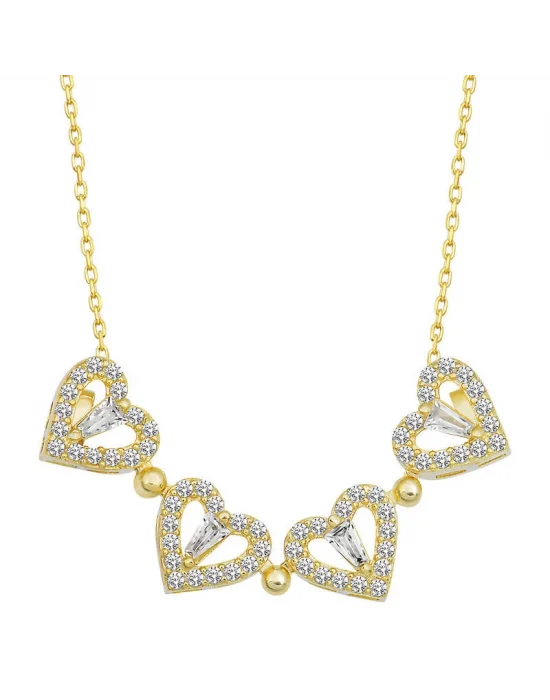 Gümüş Gold Kalpli Açılabilen Yonca Kadın Kolye