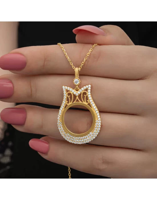 Gümüş Gold Kaplama Çeyrek Altın Takılabilen Kadın Kolye