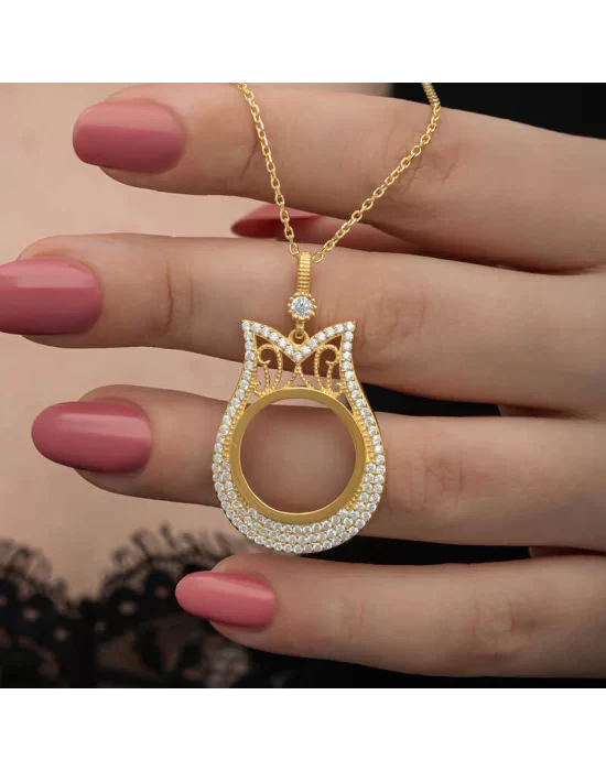 Gümüş Gold Kaplama Çeyrek Altın Takılabilen Kadın Kolye