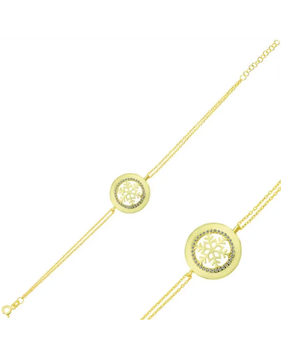 Gümüş Gold Kar Tanesi Bayan Bileklik