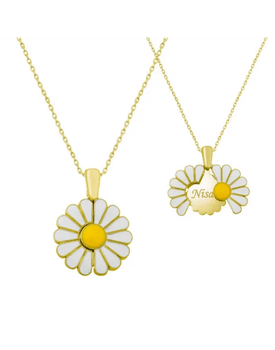 Gümüş Gold Kişiye Özel Papatya Kolye