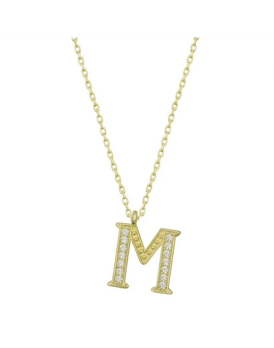 Gümüş Gold M Harfi Kadın Kolye
