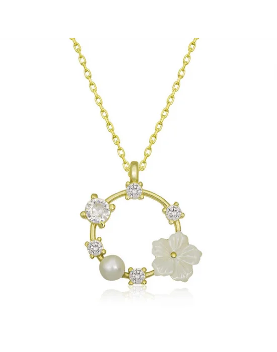 Gümüş Gold Manolya Çiçeği Kadın Kolye