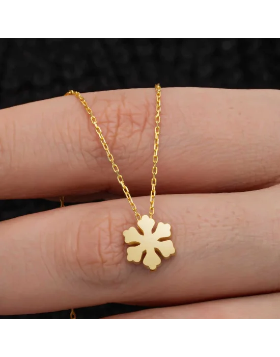 Gümüş Gold Minimal Kar Tanesi Kadın Kolye