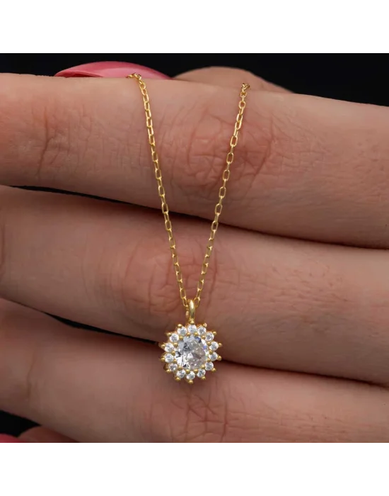 Gümüş Gold Minimal Yuvarlak Anturaj Kadın Kolye