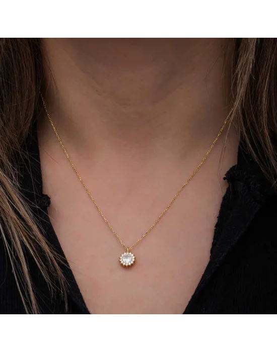 Gümüş Gold Minimal Yuvarlak Anturaj Kadın Kolye