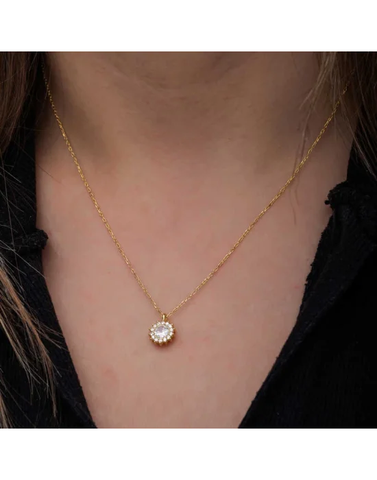 Gümüş Gold Minimal Yuvarlak Anturaj Kadın Kolye
