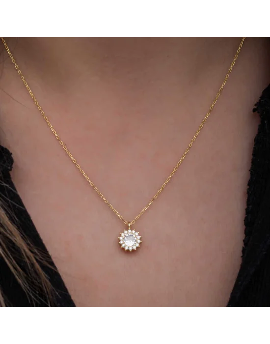 Gümüş Gold Minimal Yuvarlak Anturaj Kadın Kolye